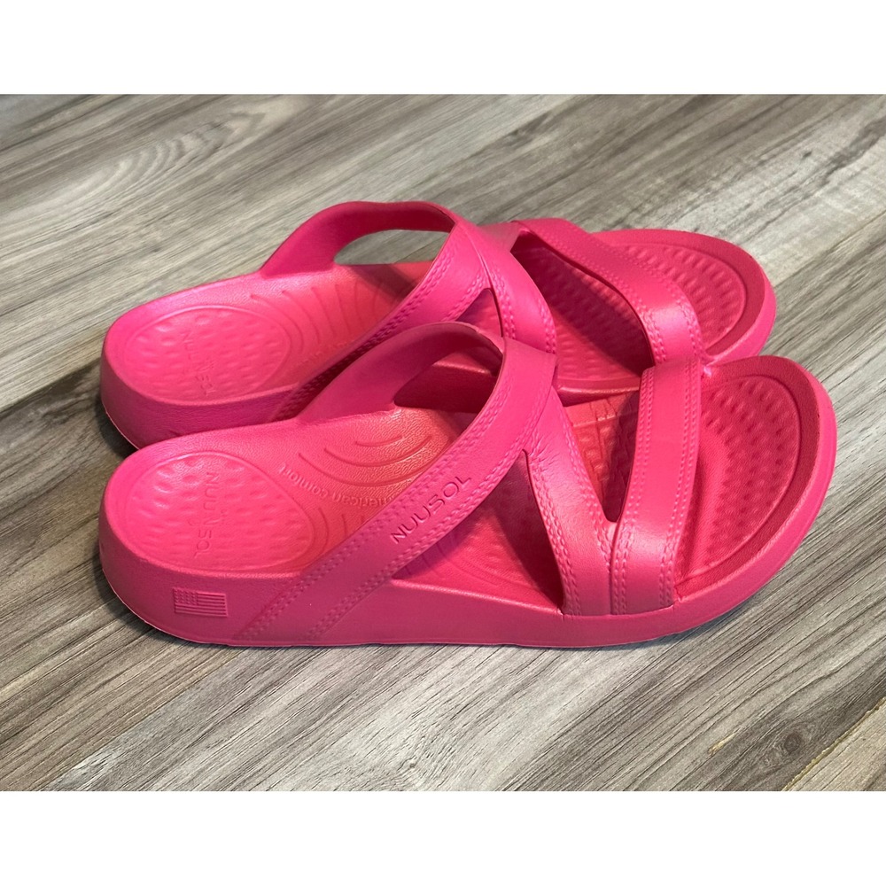 Nuusol Hailey Slide Sandals Women Hot Pink Cross Strap Arch Support Size 8 - Picture 2 of 8
